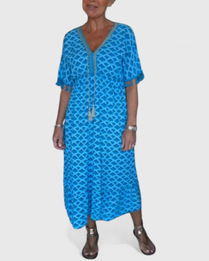 | V-neck casual dress with print