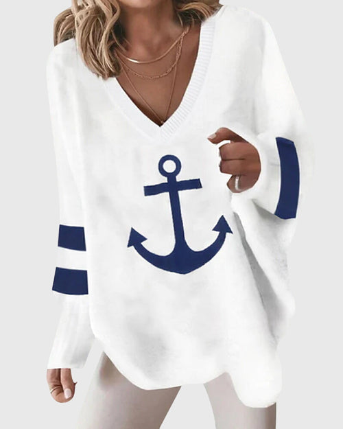 " Hope & Anchor" V-Neck Sweatshirt