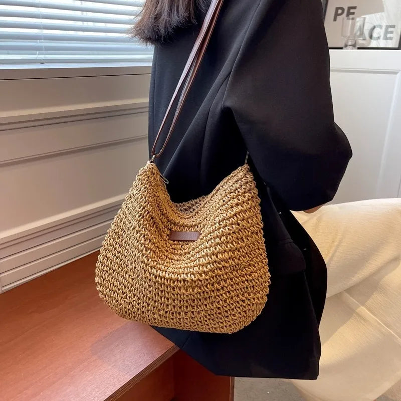 Zanny Women's Trendy Summer 2024 Straw Shoulder Bag