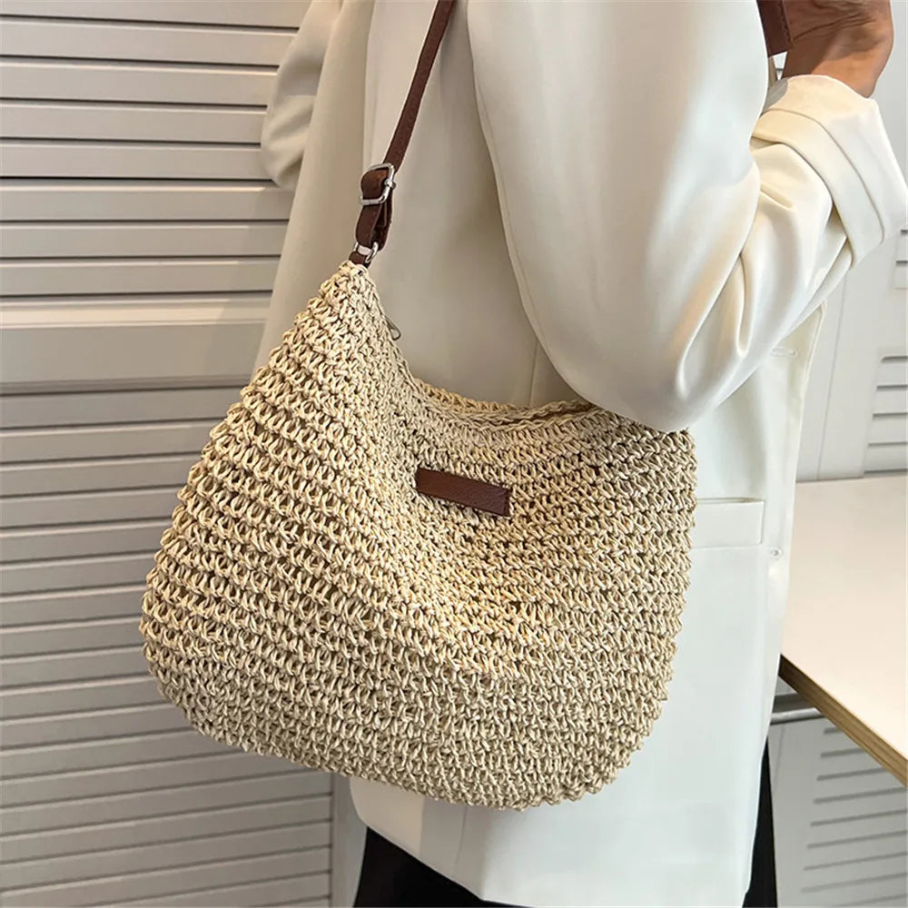 Zanny Women's Trendy Summer 2024 Straw Shoulder Bag