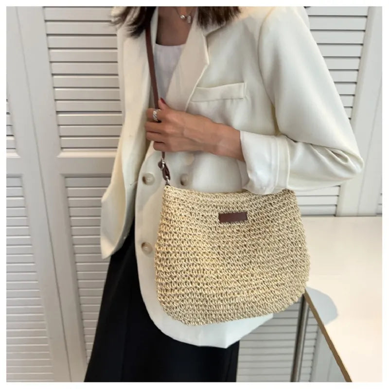 Zanny Women's Trendy Summer 2024 Straw Shoulder Bag