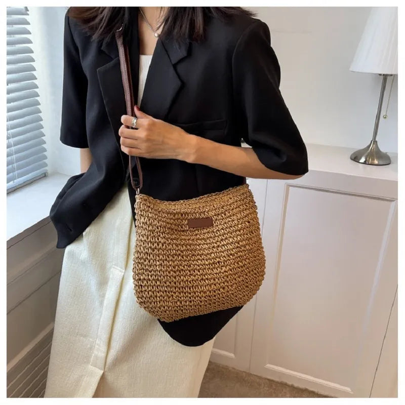 Zanny Women's Trendy Summer 2024 Straw Shoulder Bag