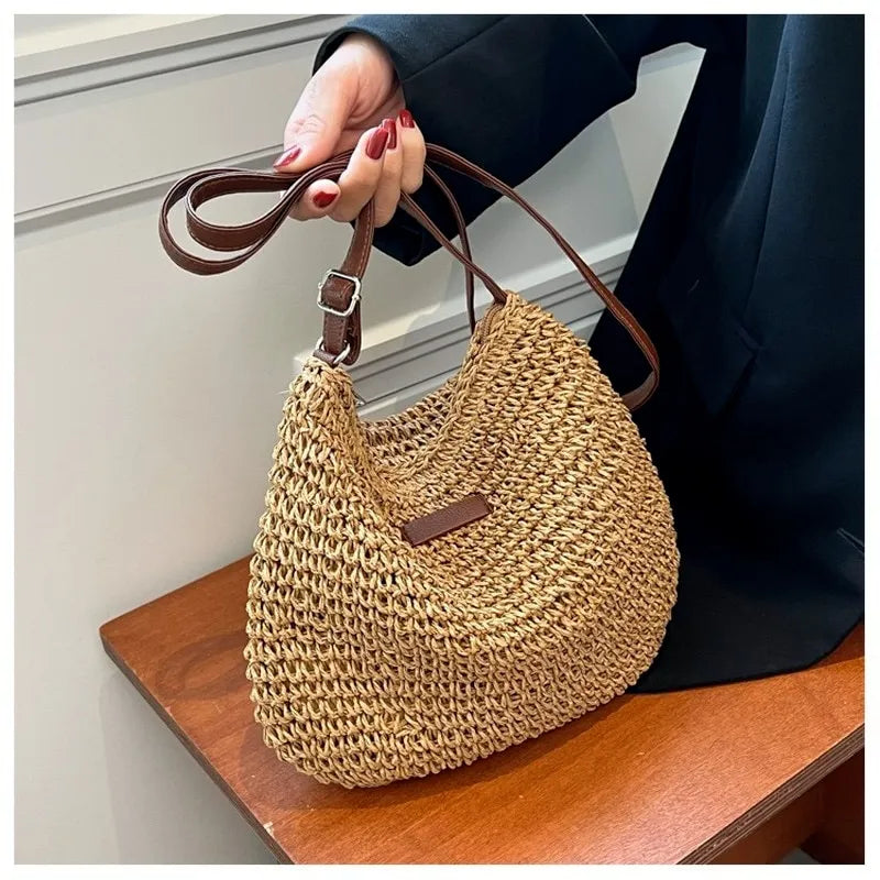 Zanny Women's Trendy Summer 2024 Straw Shoulder Bag
